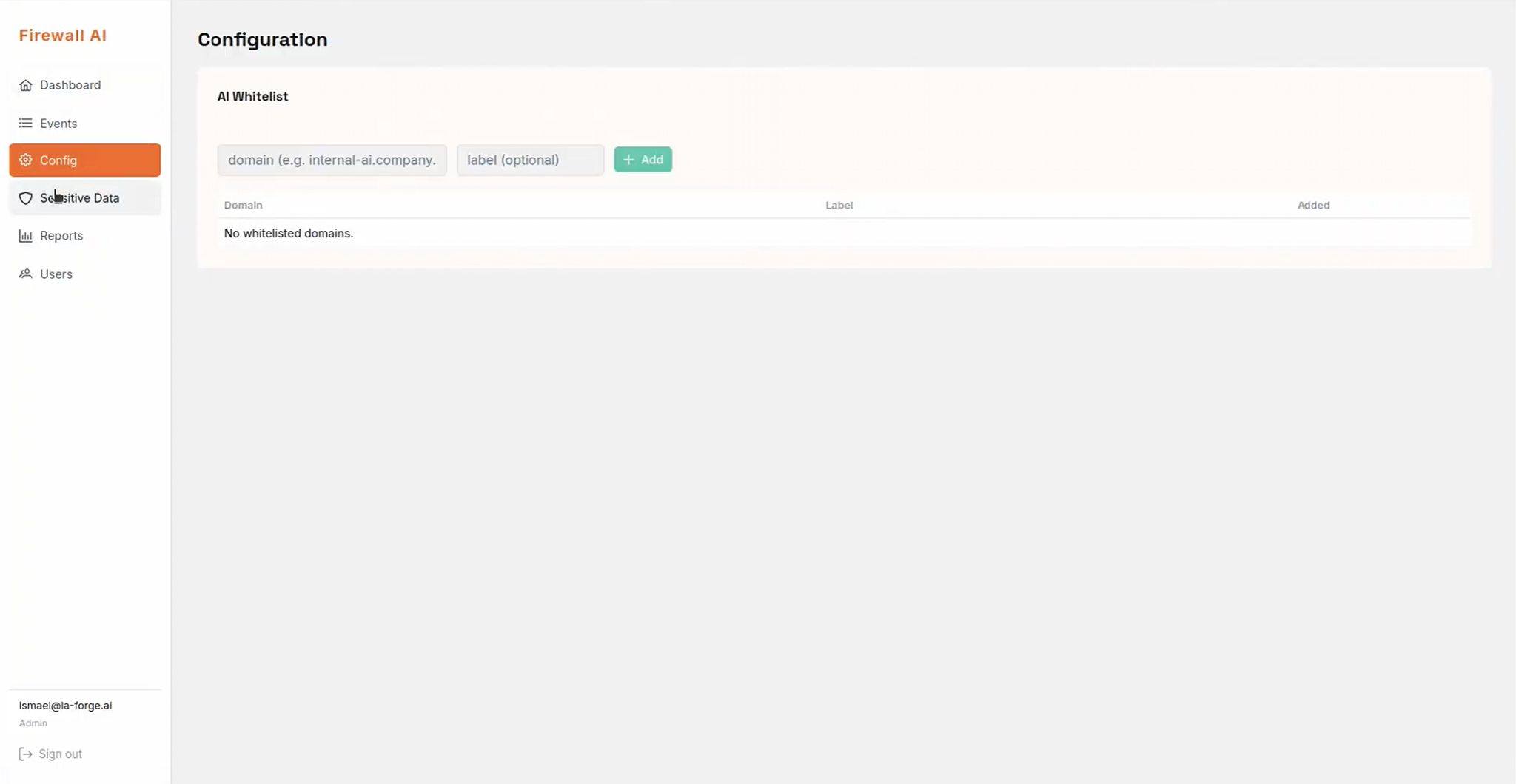 Page de configuration