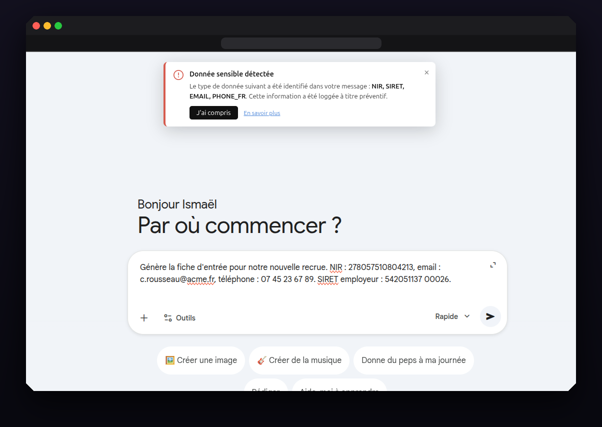 Extension Firewall AI sur Gemini